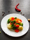 Mixed vegetables. cauliflower, broccoli and carrots in plate Royalty Free Stock Photo