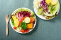 Mixed vegetables salad, top view Royalty Free Stock Photo