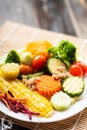 Mixed vegetables salad on white dish Royalty Free Stock Photo