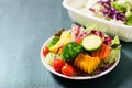 Mixed vegetables salad on white dish Royalty Free Stock Photo