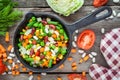 Mixed vegetables in vintage frying pan