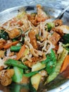 Mixed vegie salad with hot chili peanut sauce