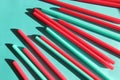 Mixed vivid color of straw stick . Blue background