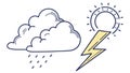 Mixed weather icon with sun, cloud, rain, and lightning. Forecast symbol. vector design Generative AI Royalty Free Stock Photo
