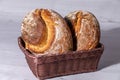 Mixed wheat bread on wood cutting board