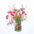 Mixed wild flowers bouquet, grasses and Poppies, in a glass vase