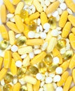 Mixed Yellow Pills Royalty Free Stock Photo