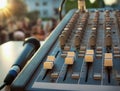 Mixer control and microphone Royalty Free Stock Photo