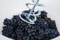 Mixer crush fresh grapes in a container, the process of making red wine Royalty Free Stock Photo