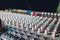 The mixer. remote for sound recording. sound engineer at work in the studio. sound amplifier mixing console equalizer Royalty Free Stock Photo