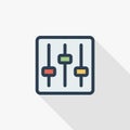 Mixer, Setup thin line flat color icon. Linear vector symbol. Colorful long shadow design.