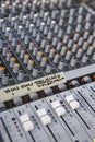 Mixing board panel equipment detail. Sound technology background