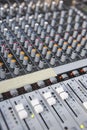 Mixing board panel equipment detail. Sound technology background