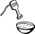 Mixing bowl and electric hand blender vector