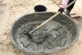 Mixing a cement in salver Royalty Free Stock Photo