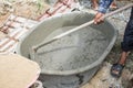 Mixing a cement in salver