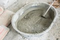 Mixing a cement in salver