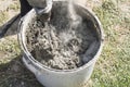 Mixing cement solution using electric drills