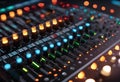 a mixing console with multiple lights on it and other electronic equipment Royalty Free Stock Photo