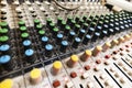 mixing console for setting up and recording close-up sound. Recording studio