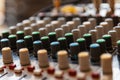 Mixing console for the sound engineer. Music. Sound. Sound controller. The Director`s console