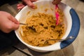 Mixing cookie dough