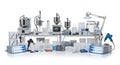 Mixing Equipment and Labware Displayed on White Backdrop for Industrial Applications Showcasing Laboratory Tools and Royalty Free Stock Photo