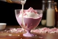 mixing ice cream base in a glass bowl Royalty Free Stock Photo