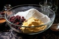 mixing ingredients for scone batter in a bowl