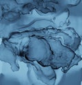 Mixing Inks. Oil Flow Wallpaper. Indigo Abstract Royalty Free Stock Photo