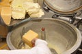 Mixing mass for the production of processed cheese. Cheese production. Technology.