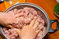 Mixing minced meat
