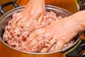 Mixing minced meat