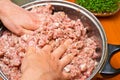 Mixing minced meat