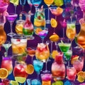 A mixologist meticulously layering colorful liqueurs to create a rainbow cocktail3