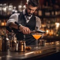 A mixologist shaking a cocktail shaker with flair and finesse2