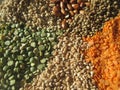 A mixture of dry uncooked grains and grain legumes Royalty Free Stock Photo