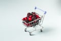 A mixture of frozen berries in a grocery basket. Royalty Free Stock Photo