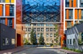 Mixture of modern and historic architecture of Warsaw University academic campus at Pasteura street in Warsaw in Poland