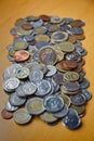 Mixture of old coins and legal tender of several countries Royalty Free Stock Photo