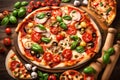 Mixture pizza Italian food with vegetable cheese pizza