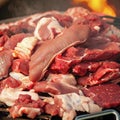 Mixture of Raw Meat on Barbecue Royalty Free Stock Photo