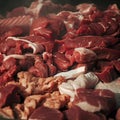 Mixture of Raw Meat on Barbecue Royalty Free Stock Photo