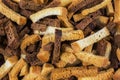 Mixture of rye crackers and white bread background Royalty Free Stock Photo