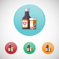 Mixture solution bottles vector icon set. Royalty Free Stock Photo