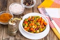 Mixture of vegetables for Mexican with red beans and sweet corn Royalty Free Stock Photo