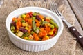 Mixture of vegetables for Mexican with red beans and sweet corn Royalty Free Stock Photo