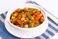 Mixture of vegetables for Mexican with red beans and sweet corn Royalty Free Stock Photo