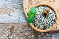 Mixture of white and wild rice for a healthy diet. Royalty Free Stock Photo