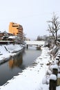 Miyagawa River Surrounded with Snow Royalty Free Stock Photo